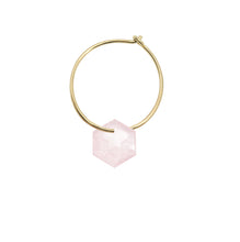 Load image into Gallery viewer, EXAGONAL PINK QUARTZ EARRING CIRCLE