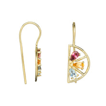 Load image into Gallery viewer, MEDIA NARANJA TRIO TOURMALINE + CITRINE + AQUAMARINE EARRINGS