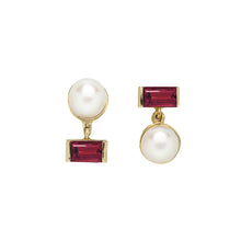 Load image into Gallery viewer, PERLA BAGUETTE RHODONITE EARRINGS