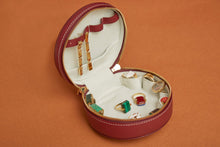 Load image into Gallery viewer, JEWELRY POUCH ROUND BURGUNDY