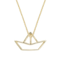 Load image into Gallery viewer, Gold chain necklace with small boat shaped pendant