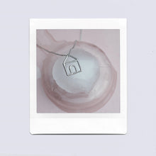 Load image into Gallery viewer, White gold chain necklace with house shaped pendant on ice cubes