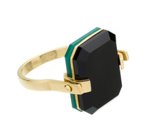 Load image into Gallery viewer, DECO SANDWICH GREEN + BLACK AGATE RING