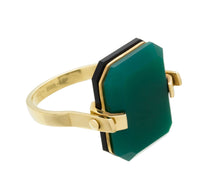 Load image into Gallery viewer, DECO SANDWICH GREEN + BLACK AGATE RING