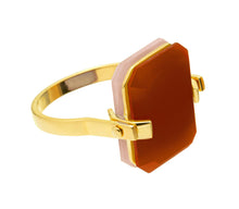 Load image into Gallery viewer, DECO SANDWICH CARNELIAN + PINK OPAL RING