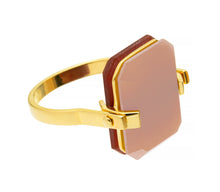 Load image into Gallery viewer, DECO SANDWICH CARNELIAN + PINK OPAL RING