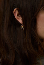Load image into Gallery viewer, MEDIA NARANJA TRIO TOURMALINE + CITRINE + AQUAMARINE EARRINGS