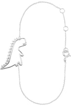 Load image into Gallery viewer, White gold chain bracelet with dinosaur shaped pendant