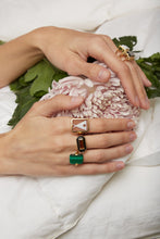 Load image into Gallery viewer, DECO SANDWICH MALACHITE + BLACK AGATE RING
