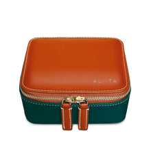 Load image into Gallery viewer, JEWELRY POUCH RECTANGULAR PETROLEUM + ORANGE