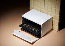 Load image into Gallery viewer, Miniature paper oven with small croissant shaped gold pendants