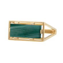 Load image into Gallery viewer, Gold square ring with malachite stone