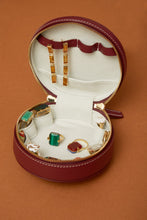 Load image into Gallery viewer, JEWELRY POUCH ROUND BURGUNDY
