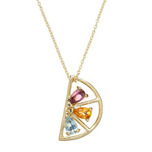 Load image into Gallery viewer, MEDIA NARANJA TRIO TOURMALINE + CITRINE + AQUAMARINE NECKLACE
