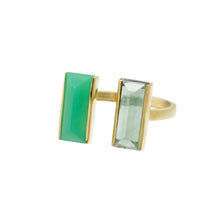 Load image into Gallery viewer, BI MAXI BAGUETTE CHRYSOPRASE + AMETHYST RING
