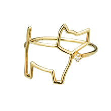 Load image into Gallery viewer, Gold dog shaped ring and small diamond
